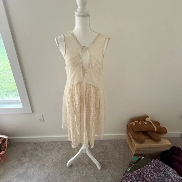 Free People Cream Lace Midi Dress - Picture 2 of 4